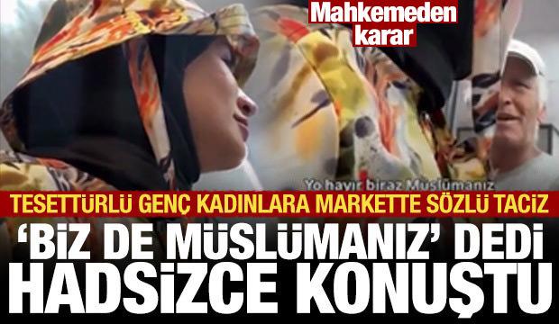 Tesett&uuml;rl&uuml; kadının kıyafetine karıştı: Hadsiz s&ouml;zler, tepki &ccedil;ekti
