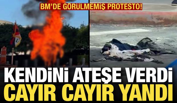 BM binasında korku dolu anlar: Protesto i&ccedil;in kendini ateşe verdi, hayatını kaybetti