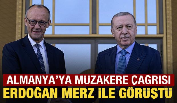 Cumhurbaşkanı Erdoğan, Almanya Şans&ouml;lyesi Merz ile g&ouml;r&uuml;şt&uuml;