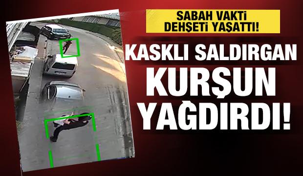 K&uuml;&ccedil;&uuml;k&ccedil;ekmece'de kasklı saldırgan kurşun yağdırıp ka&ccedil;tı!