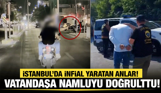  K&uuml;&ccedil;&uuml;k&ccedil;ekmece'de motosikletten oyuncak silah doğrultan ş&uuml;pheli yakalandı
