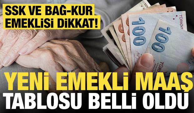 SSK ve BAĞ-KUR emeklisi maaş tablosu belli oldu