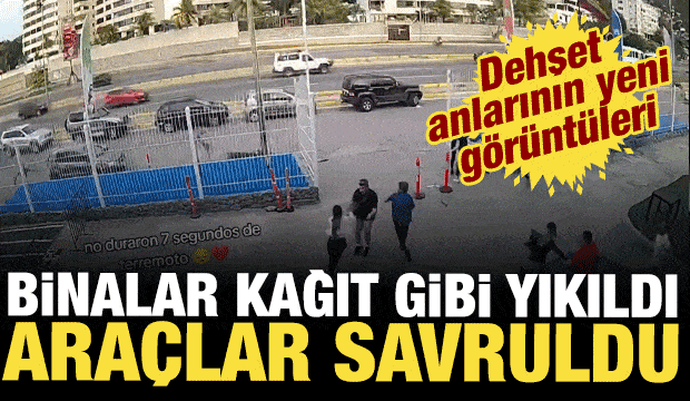 Venezuela'daki facianın yeni g&ouml;r&uuml;nt&uuml;leri: Binalar kağıt gibi &ccedil;&ouml;kt&uuml;, ara&ccedil;lar savruldu!