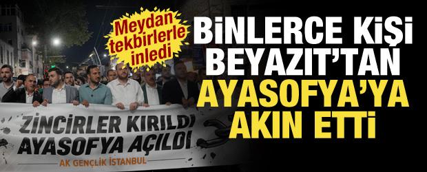 Beyazıt'tan Ayasofya'ya akın... AK Parti'den 6. yıla &ouml;zel y&uuml;r&uuml;y&uuml;ş! 