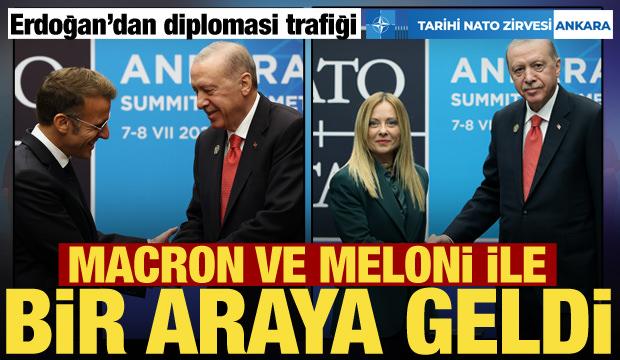 Cumhurbaşkanı Erdoğan'dan diplomasi trafiği! Macron ve Meloni ile g&ouml;r&uuml;şt&uuml;
