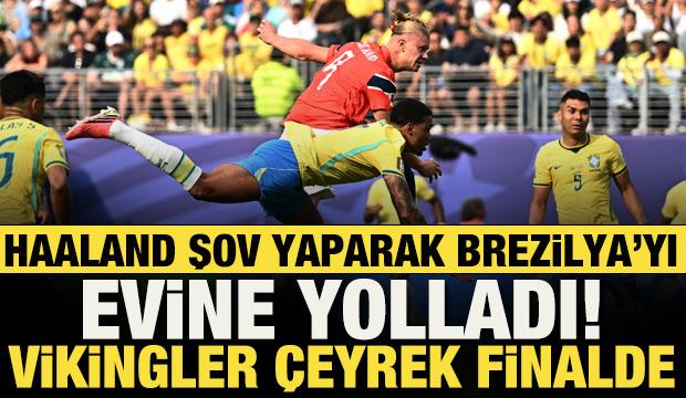 Erling Haaland şov yaptı! Norve&ccedil; Brezilya'yı dağıtarak &ccedil;eyrek finale y&uuml;kseldi