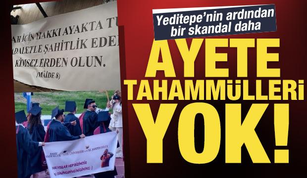 Eskişehir'de mezuniyet t&ouml;reninde ayet yazılı pankarta g&uuml;venlik engeli
