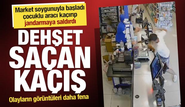 Gasp&ccedil;ının &ccedil;ılgın ka&ccedil;ışı: Markette başladı, &ccedil;ocuklu aracı ka&ccedil;ırıp jandarmaya saldırdı