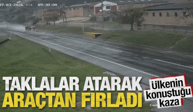 Kolombiya'da dehşet anları: Kontrolden &ccedil;ıkan ara&ccedil; havada taklalar attı