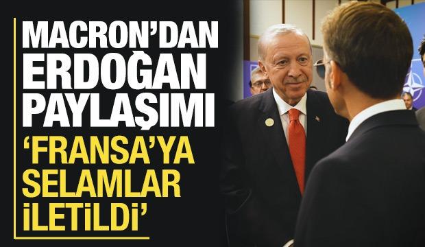 Macron'dan Erdoğan paylaşımı: 'Fransa'ya selamlar iletildi'