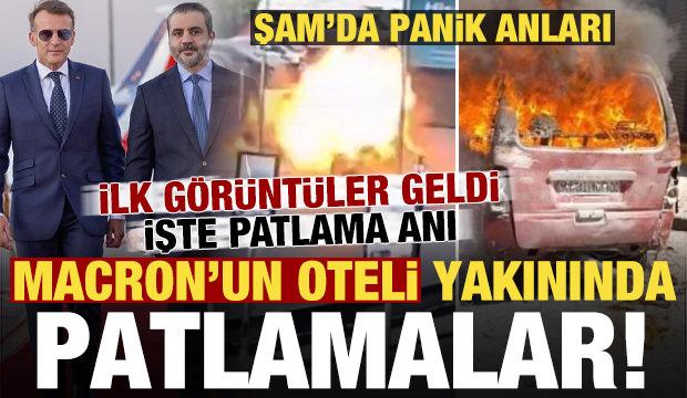 Son dakika: Şam'da Macron'un kaldığı otelin yakınında patlamalar! &Ccedil;ok sayıda yaralı var...