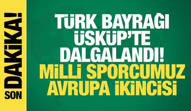 T&uuml;rk Bayrağı &Uuml;sk&uuml;p'te dalgalandı! Milli sporcu Ebubekir G&uuml;r g&uuml;m&uuml;ş madalya kazandı