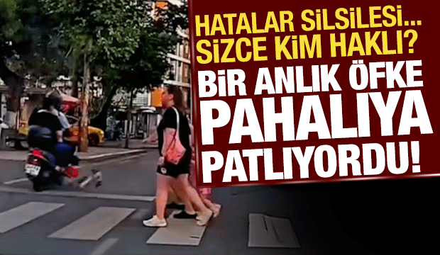 Yol vermeyen motorcuya skuter fırlattı: Hatalar zinciri pahalıya m&acirc;l oluyordu