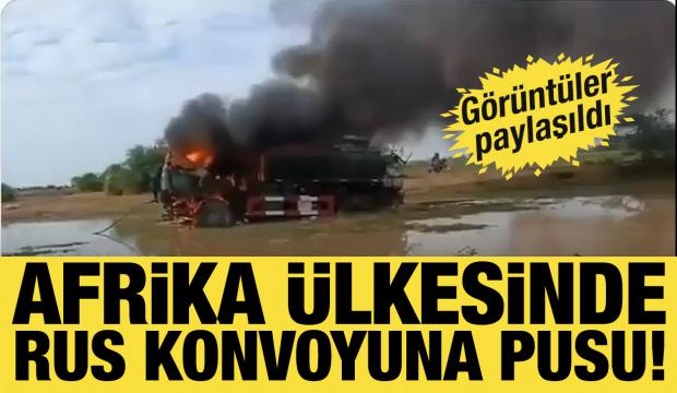 Afrika &uuml;lkesinde Rus konvoyuna pusu! G&ouml;r&uuml;nt&uuml;ler paylaşıldı