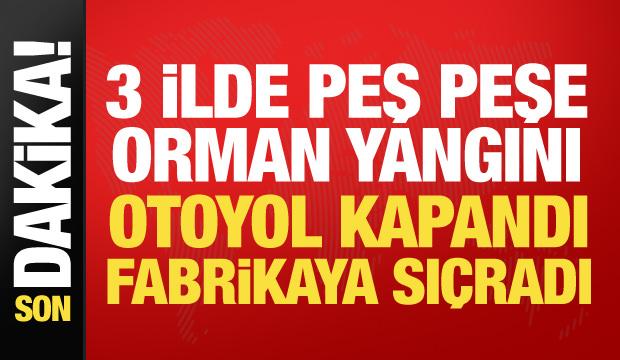 Alevler 3 ili sardı! Otoyol kapandı, fabrikaya sı&ccedil;radı