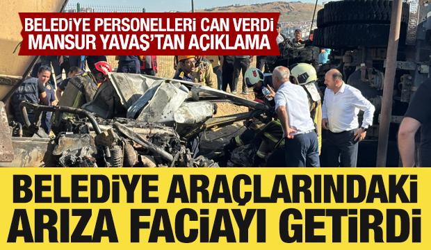 Ankara'da belediyeye ait hafriyat kamyonları &ccedil;arpıştı: 2 &ouml;l&uuml;