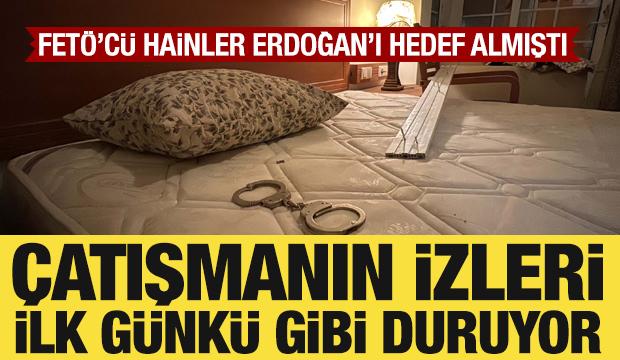 FET&Ouml;'c&uuml; hainlerin 15 Temmuz'da saldırdığı otelde &ccedil;atışmanın izleri ilk g&uuml;nk&uuml; gibi