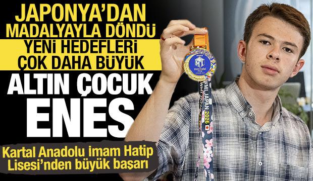 Kartal Anadolu İmam Hatip Lisesi &ouml;ğrencisi Enes Japonya'dan altın madalyayla d&ouml;nd&uuml;