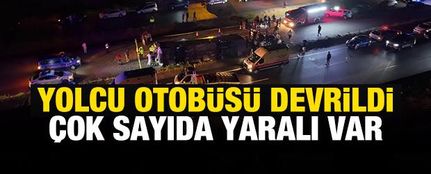Kırıkkale'de yolcu otob&uuml;s&uuml; devrildi: &Ccedil;ok sayıda yaralı var