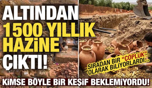Sıradan bir &ccedil;&ouml;pl&uuml;k sanılıyordu: Altından 1500 yıllık hazine fışkırdı!
