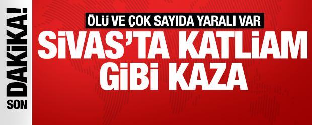 Sivas'ta feci kaza: 2 otomobil &ccedil;arpıştı, 1 &ouml;l&uuml; ve 8 yaralı var