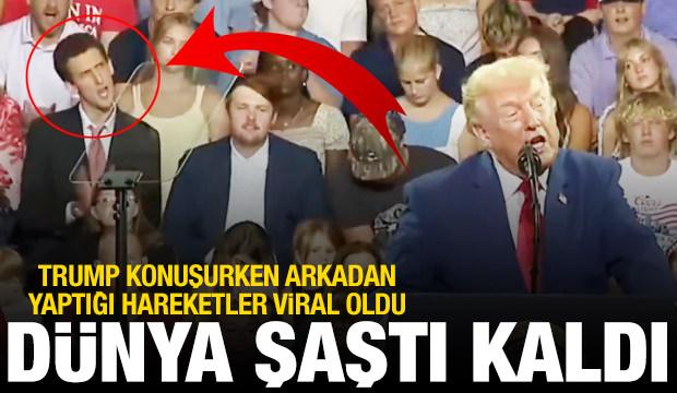 Trump konuşurken arkadan taklidini yaptı