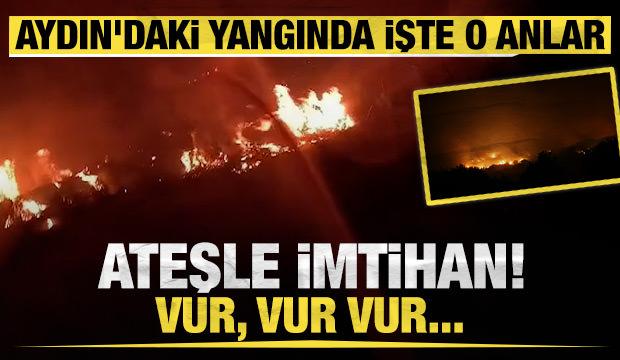 Aydın'da orman yangını dehşeti: İtfaiyecinin alevlerle m&uuml;cadelesi kamerada