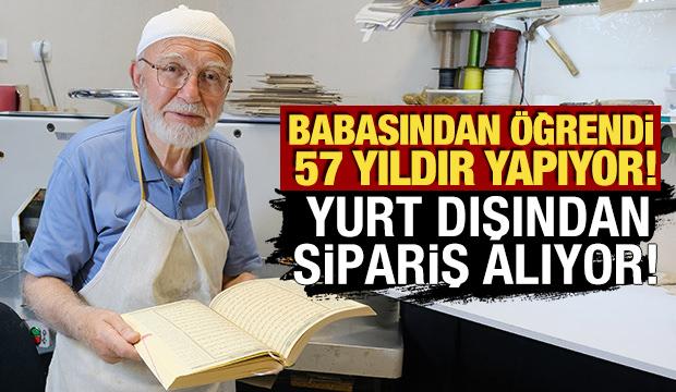 Babasından &ouml;ğrendi! 57 Yıldır Kur'an Ciltliyor
