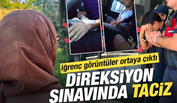 Direksiyon sınavında usta &ouml;ğreticiye taciz: Gizli kamera m&uuml;d&uuml;r&uuml; tutuklattı