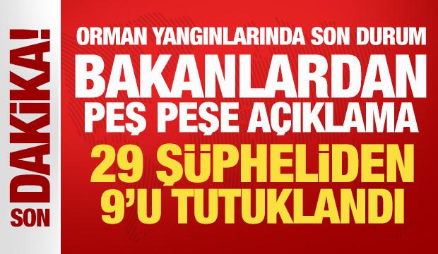 Orman yangınlarında son durum: 3 yangın kontrol altında, 9 tutuklama