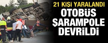 Samsun&rsquo;da &ouml;zel halk otob&uuml;s&uuml; şarampole devrildi: 21 yaralı