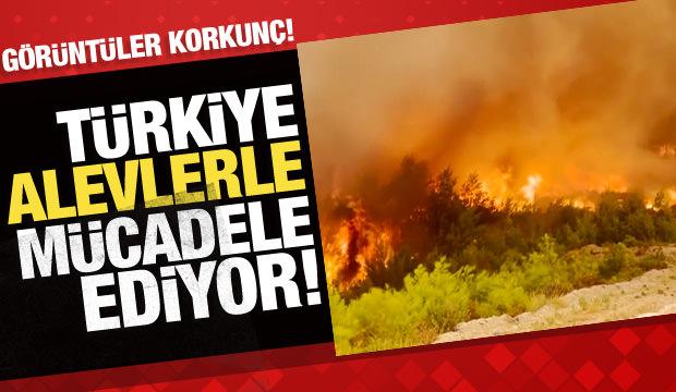 T&uuml;rkiye alevlerle m&uuml;cadele ediyor! G&ouml;r&uuml;nt&uuml;ler korkun&ccedil;...