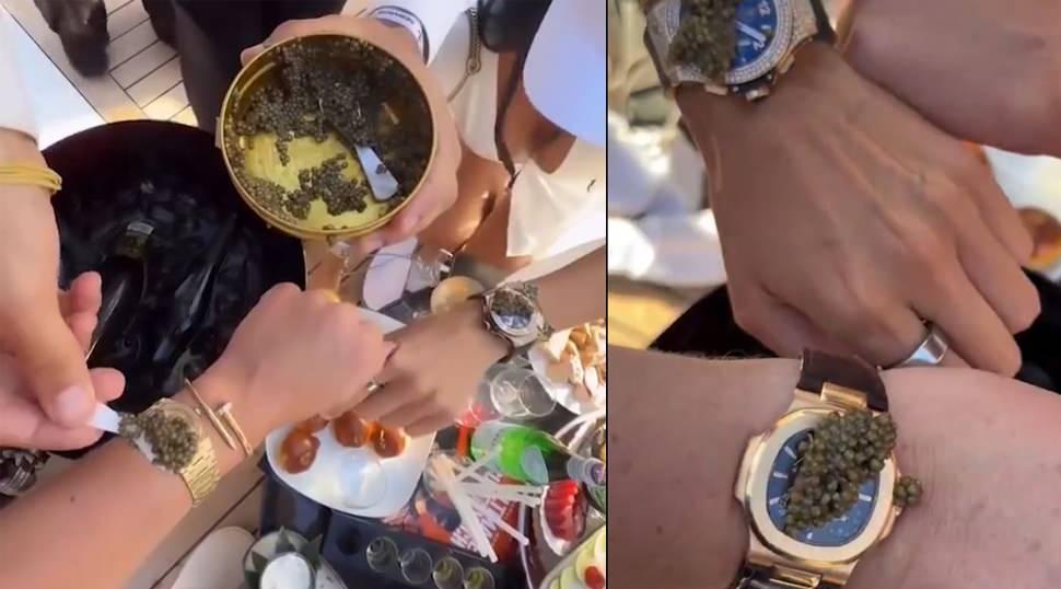 Bu da zenginlerin akımı: Bodrum&rsquo;da l&uuml;ks saat &uuml;zerinde havyar yeme g&ouml;rg&uuml;s&uuml;zl&uuml;ğ&uuml;
