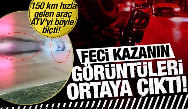 Bursa'daki dehşet anları ortaya &ccedil;ıktı: 150 km hızla gelen ara&ccedil; ATV'yi b&ouml;yle bi&ccedil;ti!