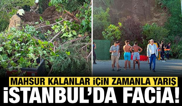 B&uuml;y&uuml;k&ccedil;ekmece'de toprak kayması: Mahsur kalanlar var