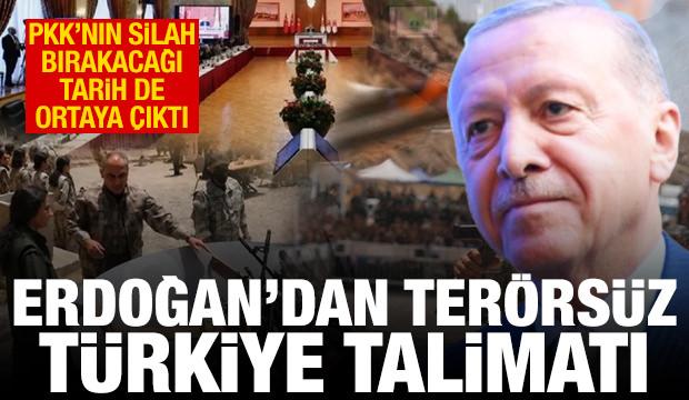 Erdoğan'dan Ter&ouml;rs&uuml;z T&uuml;rkiye talimatı! PKK'nın silah bırakacağı tarih de ortaya &ccedil;ıktı
