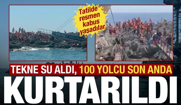 Fethiye'de gezi teknesinde korku dolu anlar! 100 yolcu tahliye edildi