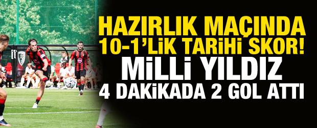 Milli yıldızdan 4 dakikada 2 gol! Hazırlık ma&ccedil;ında 10-1'lik tarihi skor