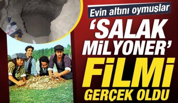 &lsquo;Salak Milyoner&rsquo; filmi ger&ccedil;ek oldu: Evin altında metrelerce define &ccedil;ukuru kazdılar