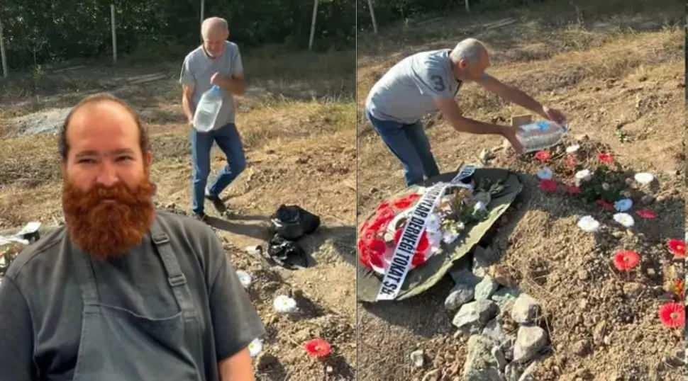 Eren Kaşık&ccedil;ı'nın mezarı başında y&uuml;rek yakan veda! Babası mezarını kendi elleriyle suladı