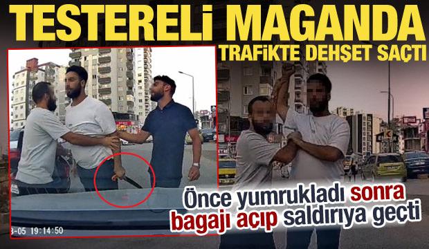Yol verme kavgasında dehşet! Bagajdan testere &ccedil;ıkarıp saldırmaya kalktı