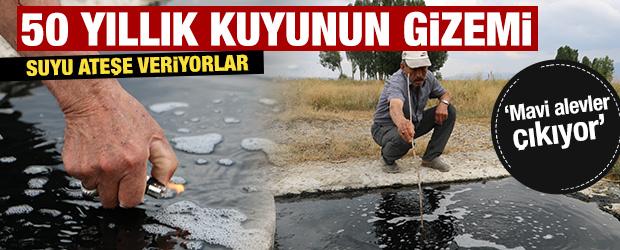 Erzurum'da 50 yıllık  gizem! Suyun &uuml;zerindeki k&ouml;p&uuml;kler alev alıyor 