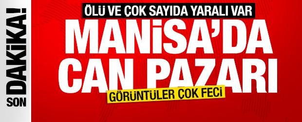 Manisa'da yolcu otob&uuml;s&uuml; kamyona &ccedil;arptı: 1 kişi &ouml;ld&uuml;, 7 kişi yaralandı