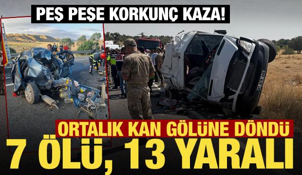 Peş peşe korkun&ccedil; kazalar! Ortalık kan g&ouml;l&uuml;ne d&ouml;nd&uuml;: 7 &ouml;l&uuml;, 13 yaralı