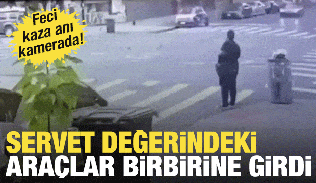 ABD'de feci kaza! L&uuml;ks ara&ccedil;lar birbirine girdi, yaya havaya u&ccedil;tu