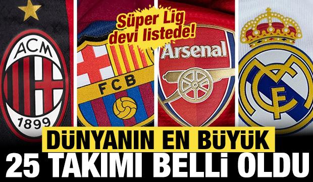 D&uuml;nyanın en b&uuml;y&uuml;k 25 takımı belli oldu: S&uuml;per Lig devi listede!
