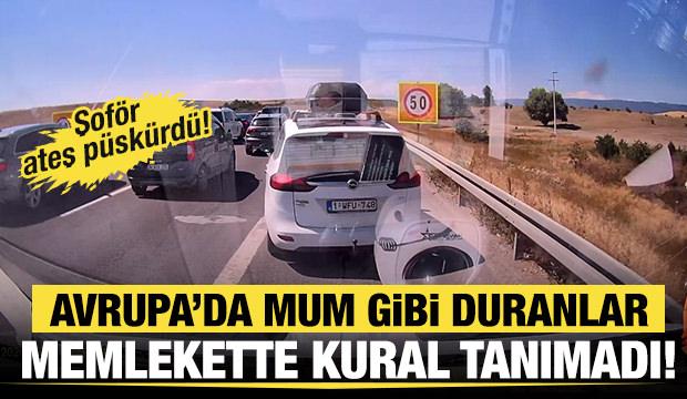 Emniyet şeridini ihlal eden gurbet&ccedil;iye tokat gibi cevap