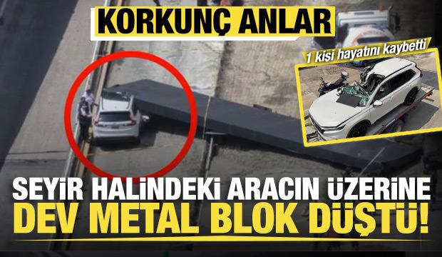Meksika'da tonlarca ağırlıktaki metal blok otomobilin &uuml;zerine d&uuml;şt&uuml;: 1 &ouml;l&uuml;
