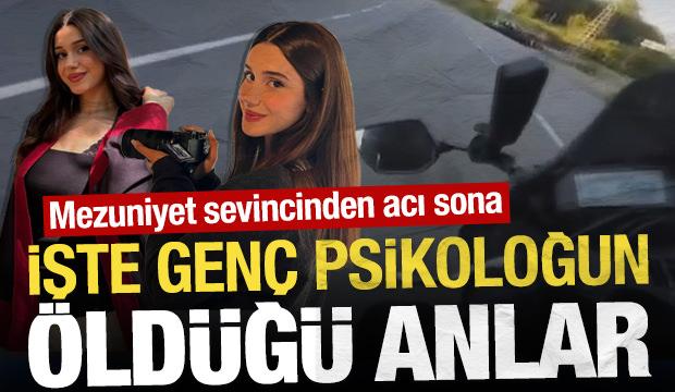 Mezuniyet sevincinden acı sona: Gen&ccedil; psikoloğun &ouml;ld&uuml;ğ&uuml; anlar kask kamerasında