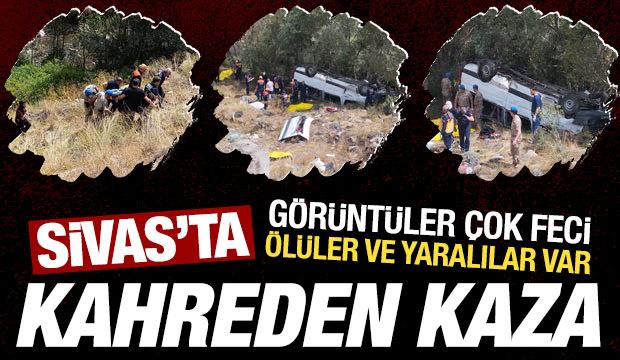 Sivas'ta yolcu minib&uuml;s&uuml; devrildi: 4 &ouml;l&uuml;, 10 yaralı